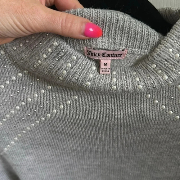 Juicy couture grey beaded neck sweater size M - Picture 4 of 6